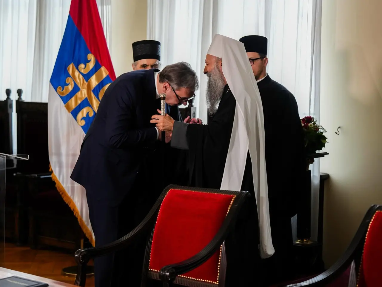 Il Patriarca Porfirije con il presidente serbo Aleksandar Vučić