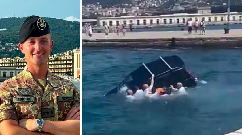 Il capitano Alberto Esposto e un momento del salvataggio