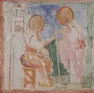 Le Storie di Marco nella Cripta di Aquileia (foto Makovac) e la predica di San Marco (foto Comune di Milano)