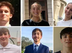 In alto Nicolò Nevierov, Giada Piciullo ed Elisa Sorrentino. Sotto Pietro Venier, Marco Maldini e Filippo Craglietto