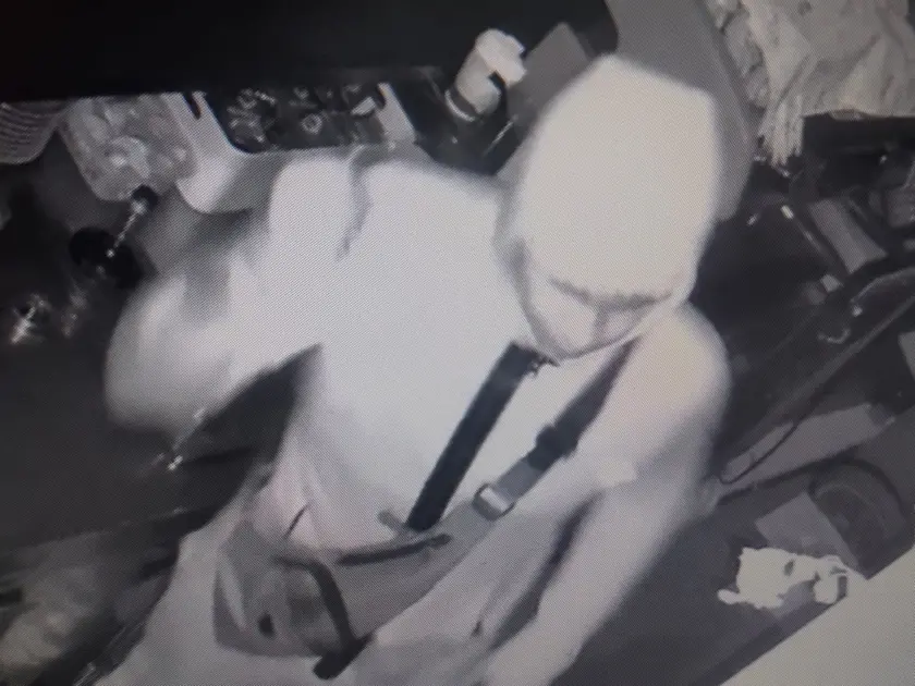 Il ladro in azione in un bar di Gradisca ripreso dalle telecamere