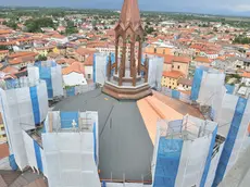Un'immagine dall'alto del Duomo di Mortegliano