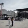 Il palco in fase di montaggio (foto Andrea Lasorte)