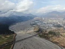 Un’immagine aerea del Tagliamento in secca nel 2023
