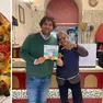 La pizza Gorizia presente nel menu e il titolare con il figlio Marco nella pizzeria