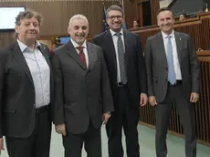 Nella foto da sx il consigliere regionale della Lega Danilo Slokar, Antonio Lippolis, Pierpaolo Roberti, Giuseppe Ghersinich