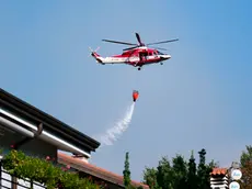 Le fiamme vicino alle abitazioni a Padriciano (Silvano)