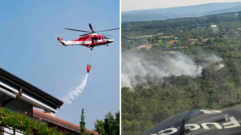 L'aereo vicino alle case (Silvano) e l'incendio visto dall'alto