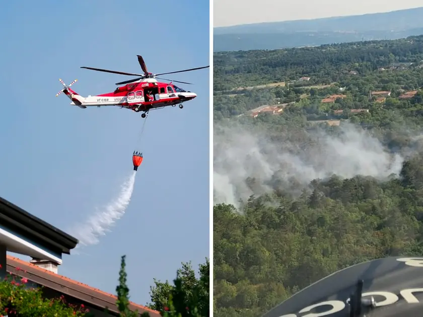 L'aereo vicino alle case (Silvano) e l'incendio visto dall'alto