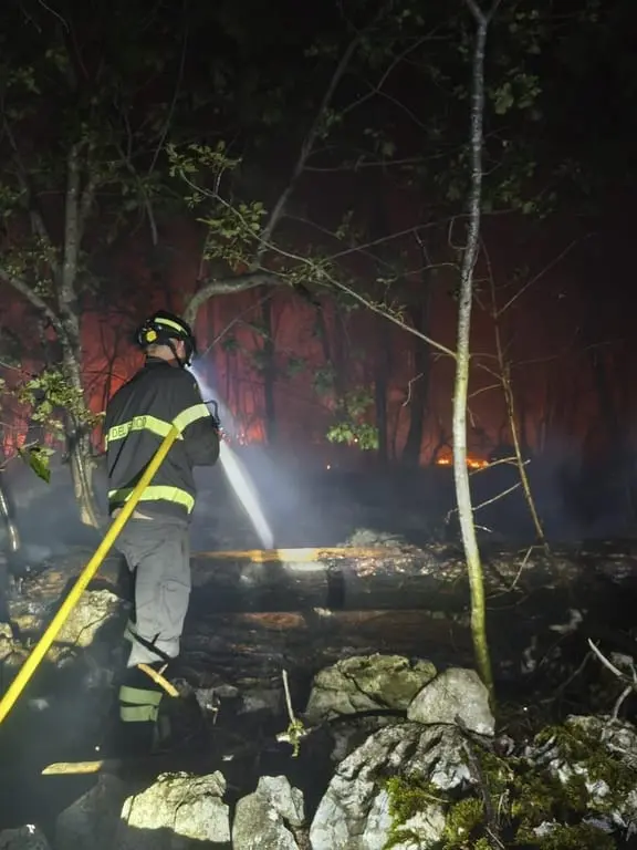 Vigili del fuoco in azione in una foto di repertorio