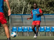 Il centrocampista Ibrahima Ba durante un allenamento (foto Quarantotto)