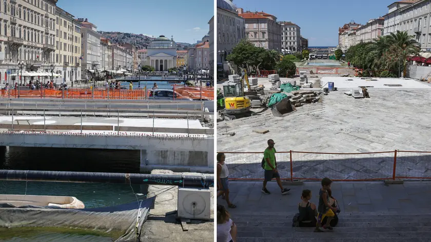 I due cantieri sul Canale: in alto i ponti Bianco-Verde, in basso piazza Sant’Antonio (foto Lasorte)