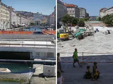 I due cantieri sul Canale: in alto i ponti Bianco-Verde, in basso piazza Sant’Antonio (foto Lasorte)