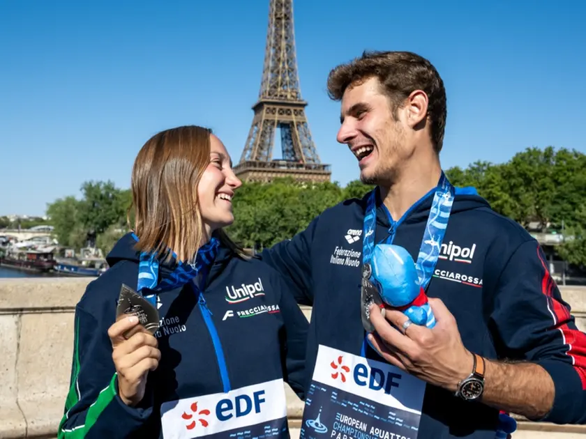 Elisa Cosetti e Andrea Barnaba festeggiano le medaglie d’argento a Parigi