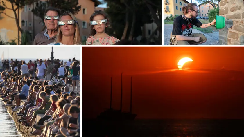 Alcune immagini dell'eclissi tra Trieste, Gorizia e Monfalcone