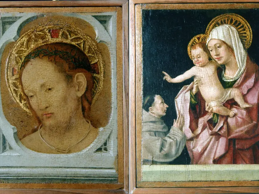 La tavoletta bifronte con la Madonna e il Cristo in pietà di Antonello da Messina. Una delle opere trafugate la sera di Ferragosto