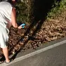Roberta Visintin mentre osserva la massa di carta con le fiammelle