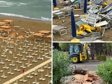 Alcune immagini delle conseguenze del maltempo a Lignano venerdì pomeriggio