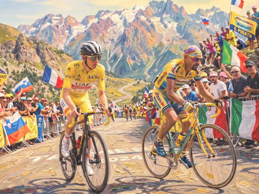 Due ciclisti nel mito, senza tempo, per il gusto di sfidarsi quando la strada si impenna e richiede lo sforzo più autentico