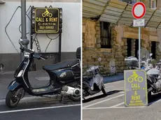 L’insegna poi rimossa in largo Riborgo e la nuova in via de Amicis (foto Bruni)