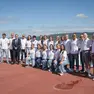 Atlete e staff della Pallanuoto Trieste femminile allo stabilimento Ausonia (foto Andrea Lasorte)
