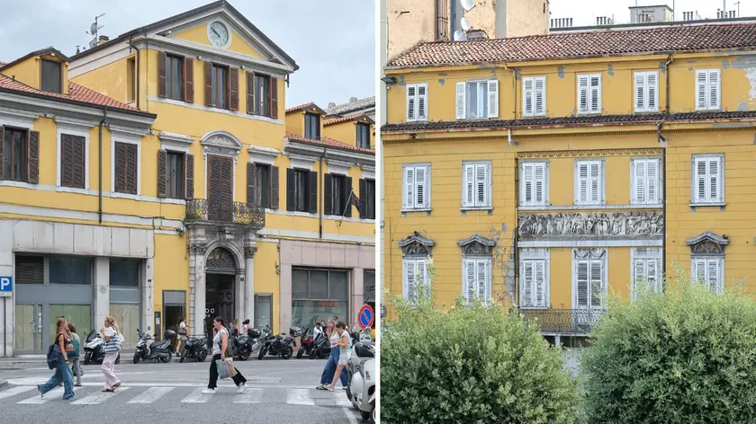 A sinistra palazzo Tonello, a destra Casa Piller (foto Massimo Silvano)