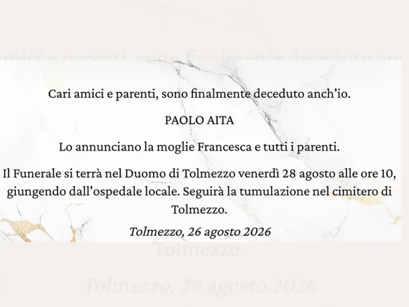 Il necrologio con un pizzico di ironia di Paolo Aita