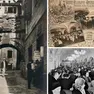 I locali storici triestini, da sinistra: trattoria all'Arco di Riccardo, un manifesto dell'Antica Bonavia e la Birreria Dreher in una serata del 1961