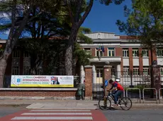 Il cartello sul nuovo corso di studi accreditato Cambridge esposto al liceo Buonarroti di Monfalcone. Foto Bonaventura