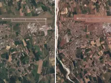 Le immagini mettono a confronto il territorio di Ronchi dei Legionari, colpito dalla siccità. A sinistra il 2025, a destra il 2026. Crediti: Planet Labs PBC 2026, in collaborazione con Piero Boccardo del Politecnico di Torino