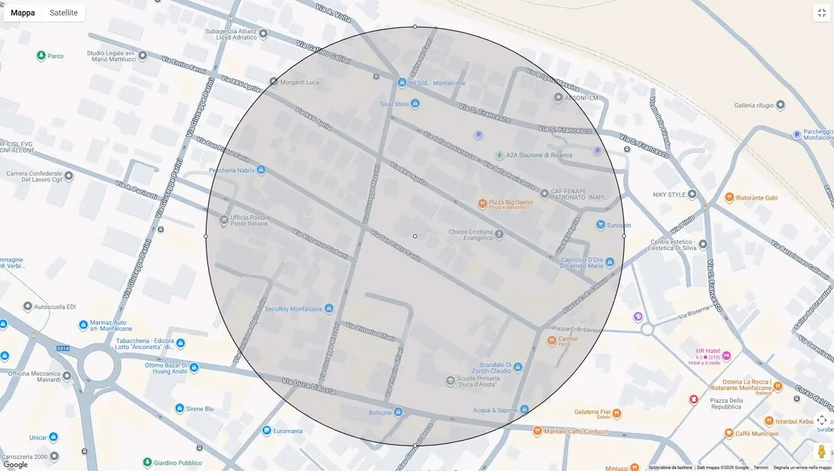 L'area interessata dalla disinfestazione