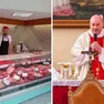 A sinistra, il macellaio Vladimir Amico di Staranzano, a destra monsignor Stefano Goina