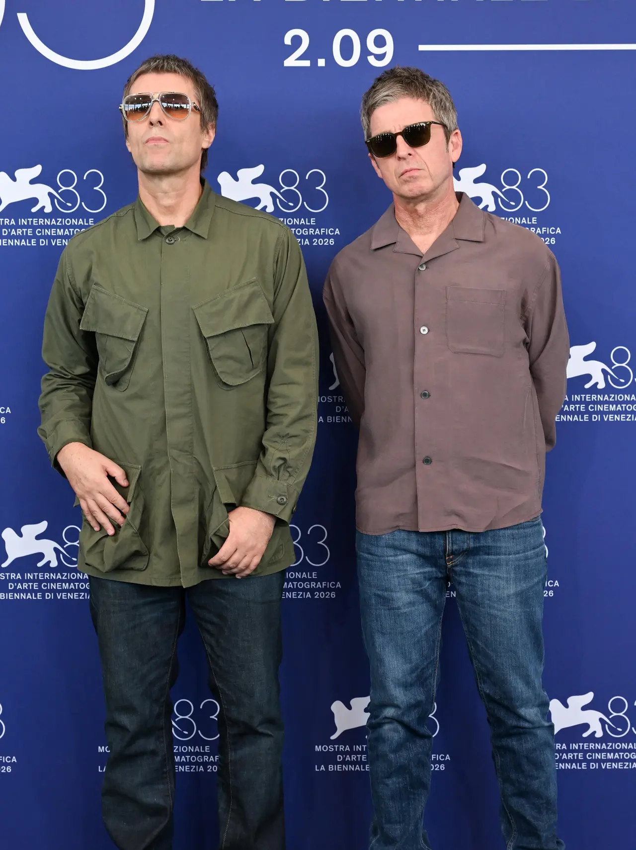 Liam Gallagher e Noel Gallagher durante il photocall del film "Oasis: Don't Look Back in Anger"