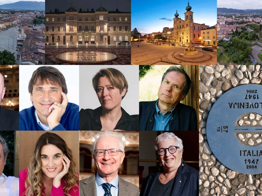 I relatori di Frontiere: da sinistra in senso orario Alessandro Vanoli, Matteo Lancini, Vera Gheno, Maurizio Ferraris, Anna Foa, Paolo Ferri, Giada Messetti e Stefano Velotti