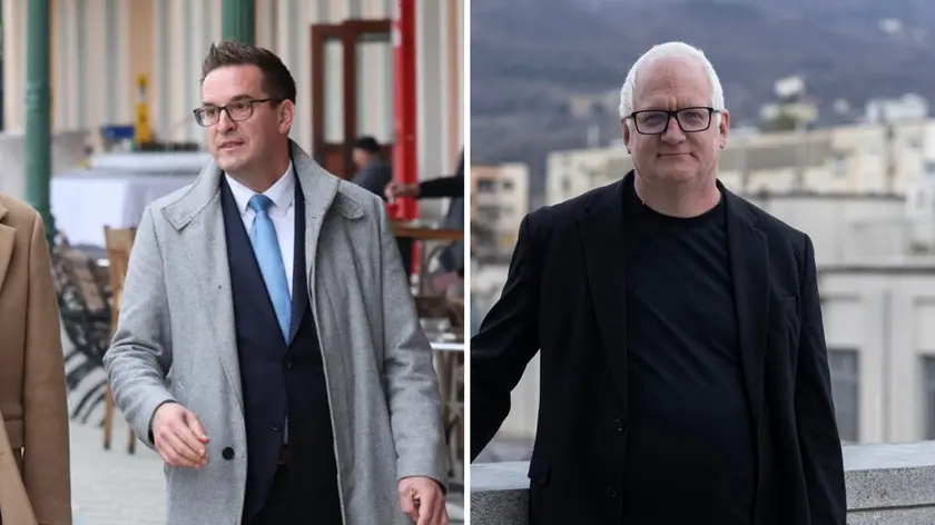 L’attuale sindaco Samo Turel e, sulla destra, lo sfidante Marko Rusjan