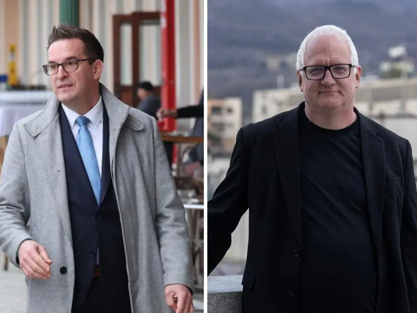 L’attuale sindaco Samo Turel e, sulla destra, lo sfidante Marko Rusjan