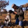 Un raccoglitore di tartufi assieme al suo cane