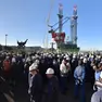 Una delle manifestazioni degli operai di Scoglio Olivi per la salvezza del cantiere, negli scorsi anni