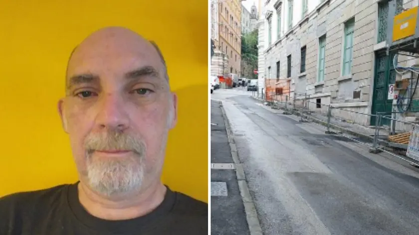 A sinistra Andrea Minca, vittima dell'aggressione; a destra via Tigor