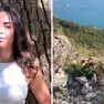 A sinistra Giulia Bonin, a destra i fiori a Monte Grisa