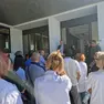 I lavoratori di StarTech in corteo davanti alla dirigenza
