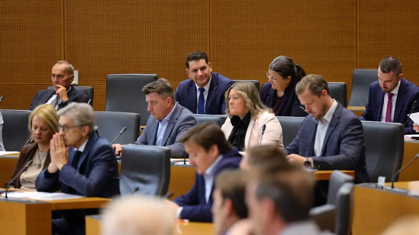 Tra i deputati, in alto a sinistra Stevanović (sito Parlamento sloveno)