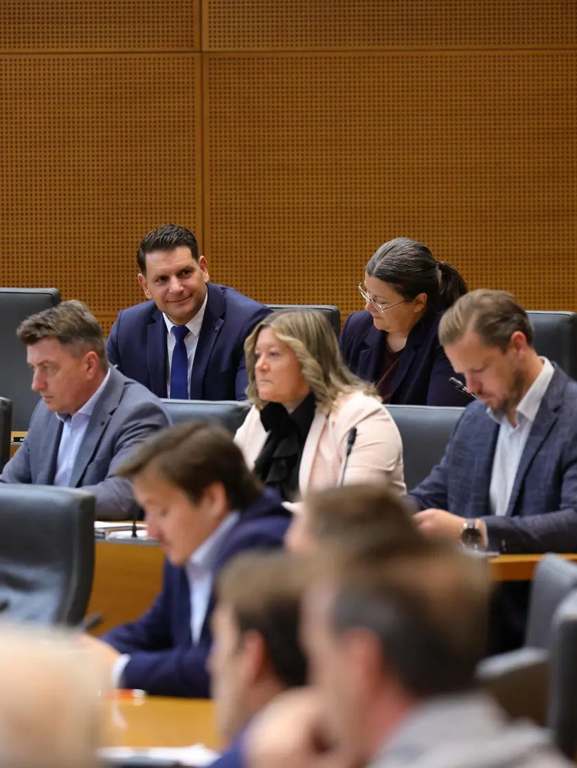 Tra i deputati, in alto a sinistra Stevanović (sito Parlamento sloveno)