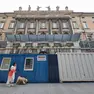 L’area del cantiere di Palazzo Carciotti, con i moduli prefabbricati tra via Cassa di Risparmio e il Canale (Silvano)