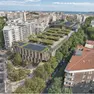 Il rendering del nuovo progetto di Conad per la riqualificazione del complesso