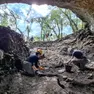 Gli scavi nel terreno della grotta Tina Jama di Sgonico