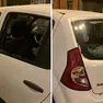 I vetri danneggiati dell'auto di Asugi
