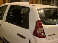 I vetri danneggiati dell'auto di Asugi
