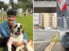 Giuseppe Schembri e il cassonetto colpito dalla moto prima dello schianto contro il bus (Lasorte)