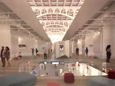 Il rendering con il possibile progetto di trasformazione del Salone degli Incanti